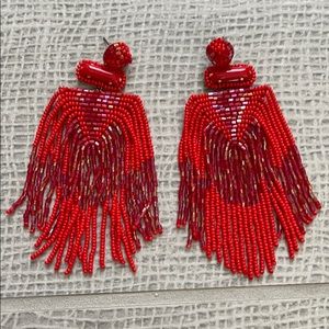 Anthropologie Red Beaded Earrings